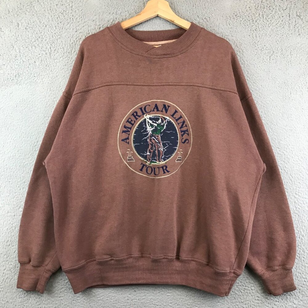 VINTAGE AMERICAN LINKS TOUR CREWNECK GOLF SWEATER L